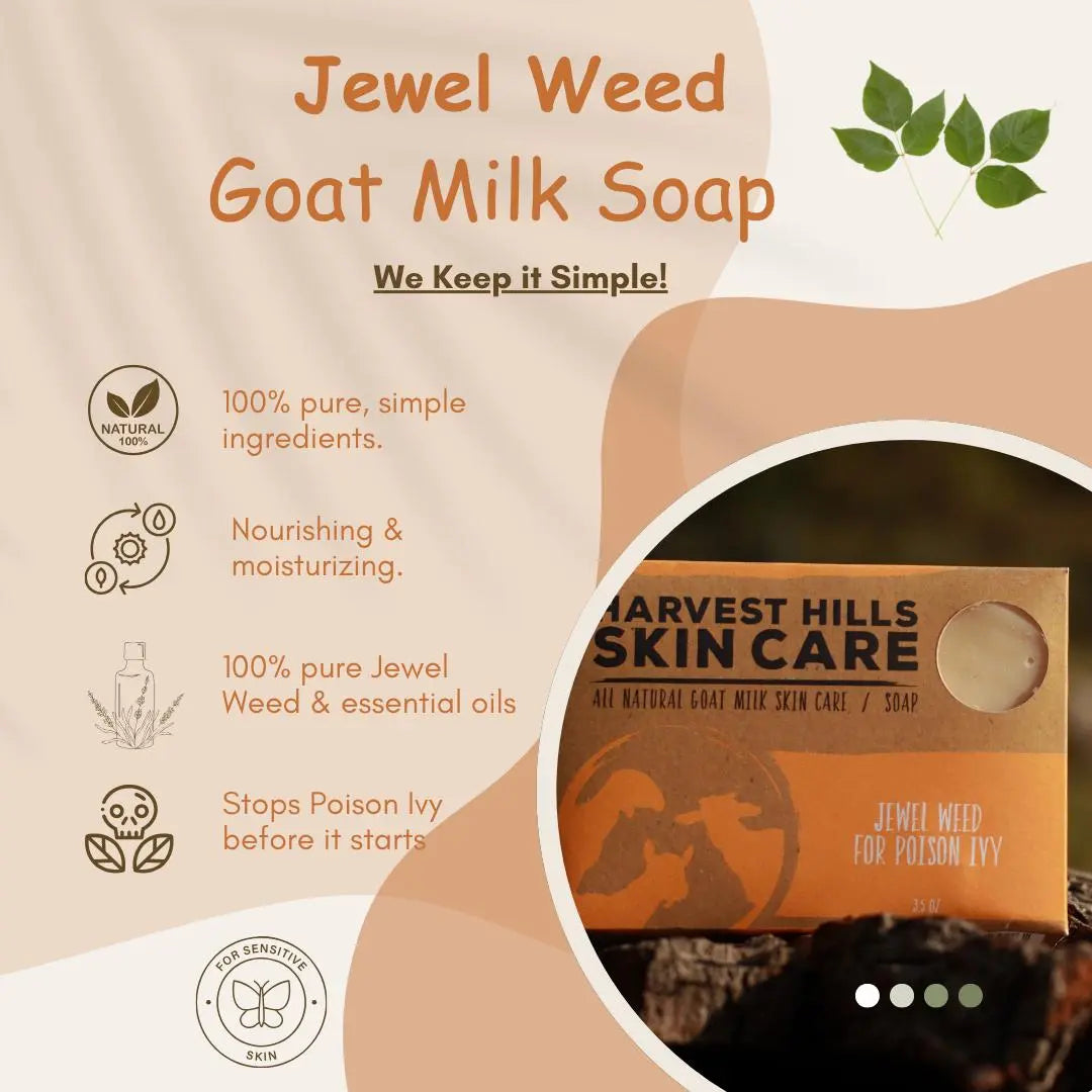 Jewel Weed Soap - For preventing & healing Poison Ivy Harvest Hills Skin Care All Natural Goat Milk Skin Care