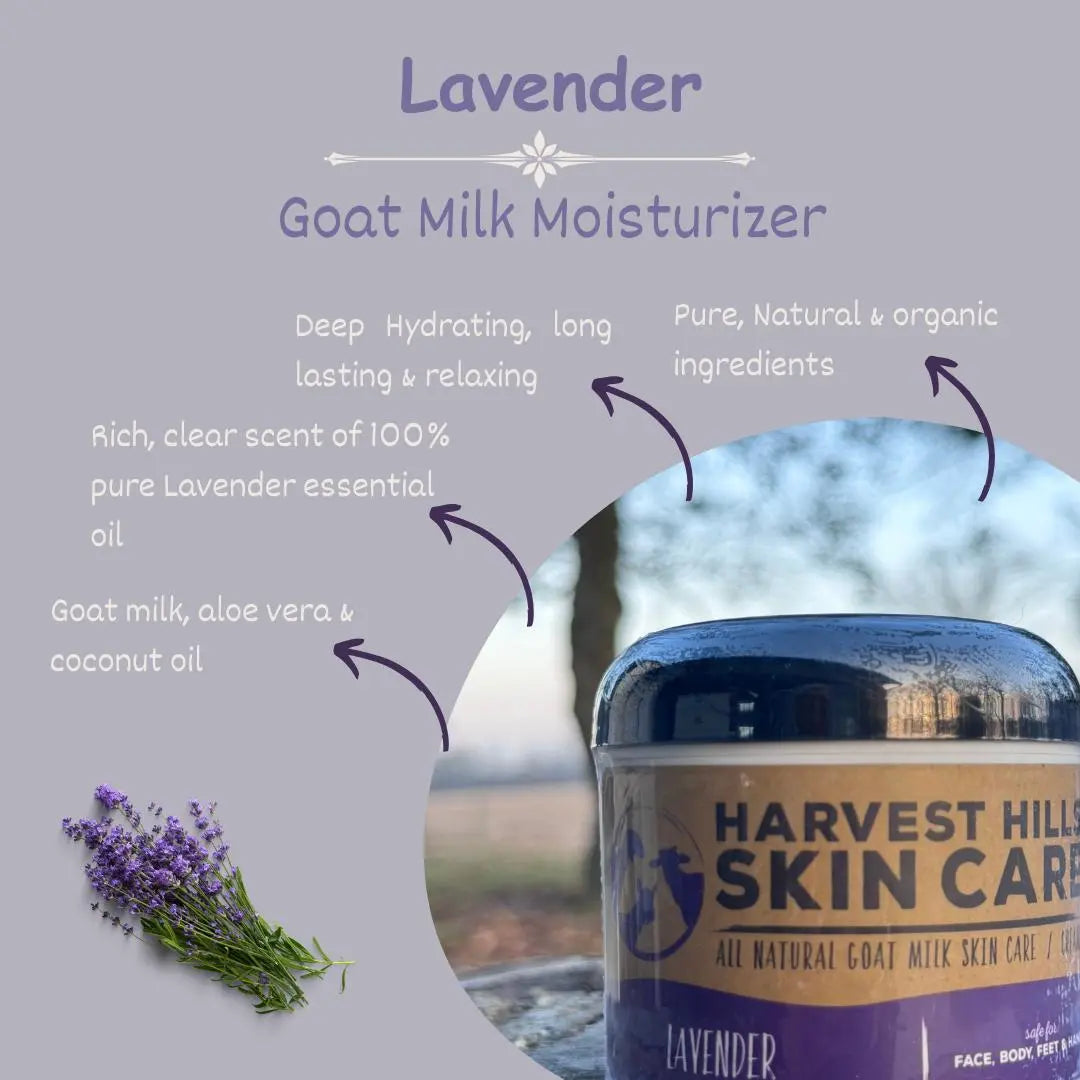 Lavender Moisturizer - Refills available Harvest Hills Skin Care All Natural Goat Milk Skin Care