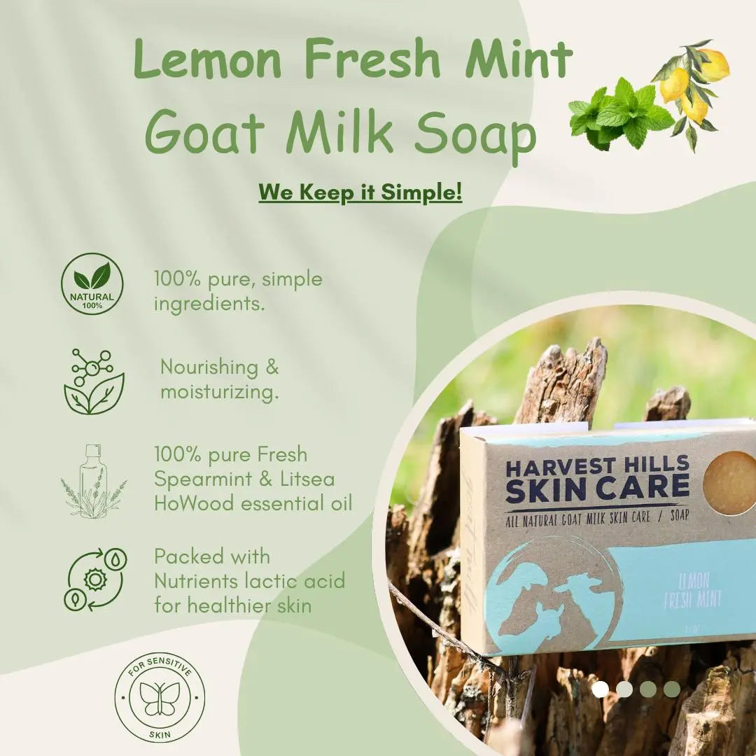 Lemon Fresh Mint Soap Harvest Hills Skin Care All Natural Goat Milk Skin Care