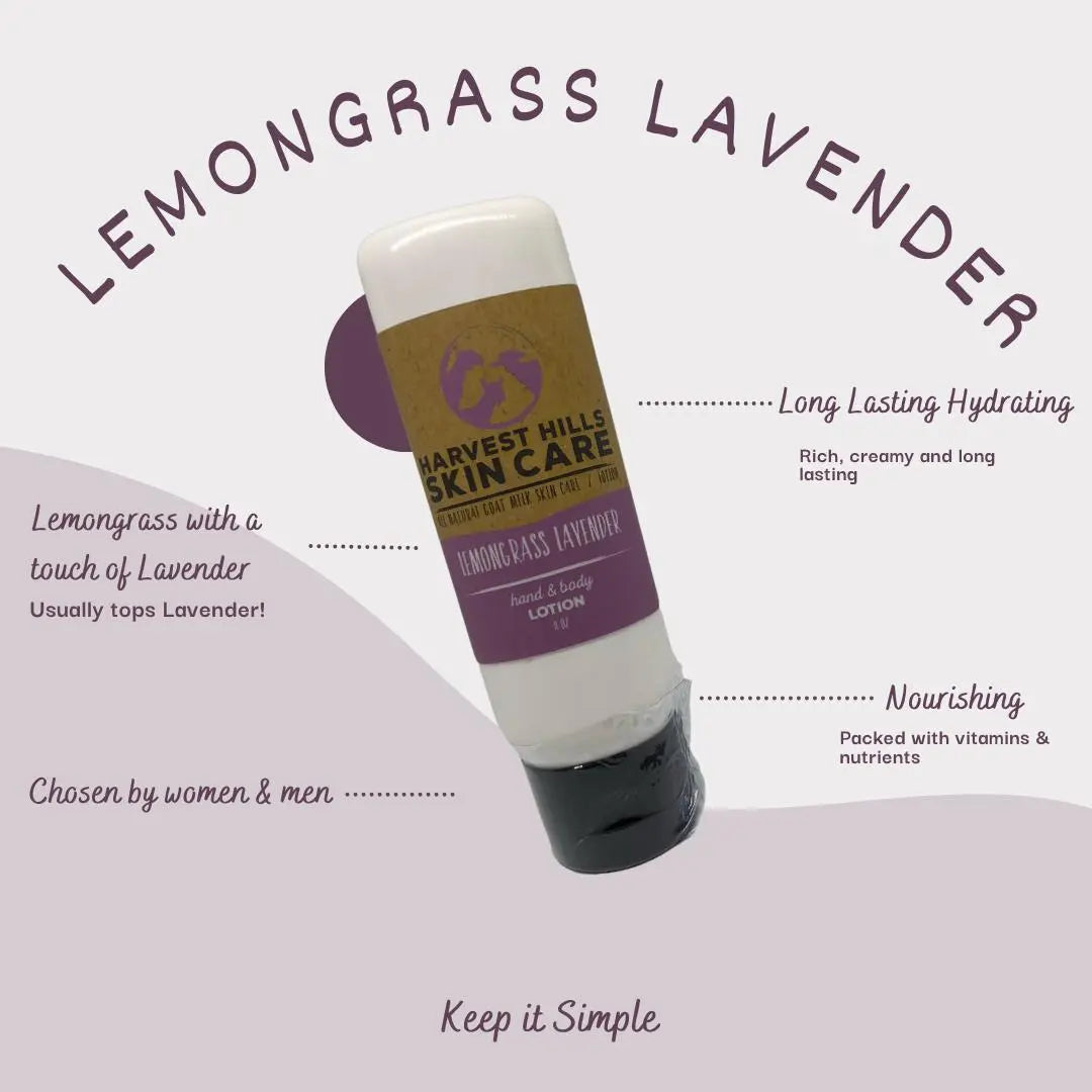 Lemongrass Lavender Lotion Harvest Hills Skin Care All Natural Goat Milk Skin Care