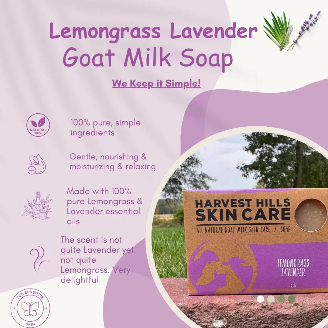 Lemongrass Lavender Soap Harvest Hills Skin Care All Natural Goat Milk Skin Care