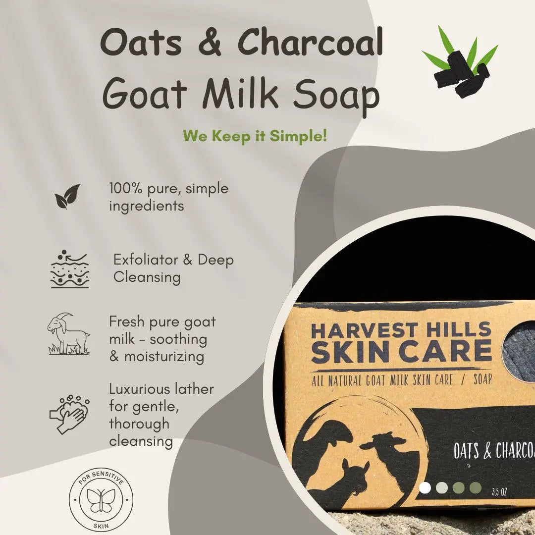 Oats & Charcoal Soap Harvest Hills Skin Care - All Natural Goat Milk Skin Care, LLC