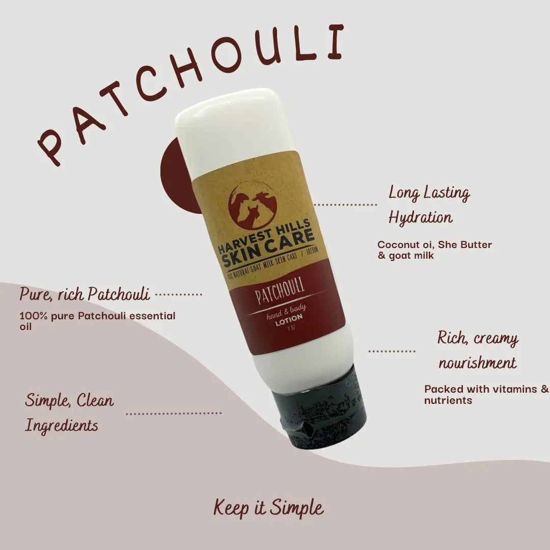 Patchouli Lotion Harvest Hills Skin Care All Natural Goat Milk Skin Care