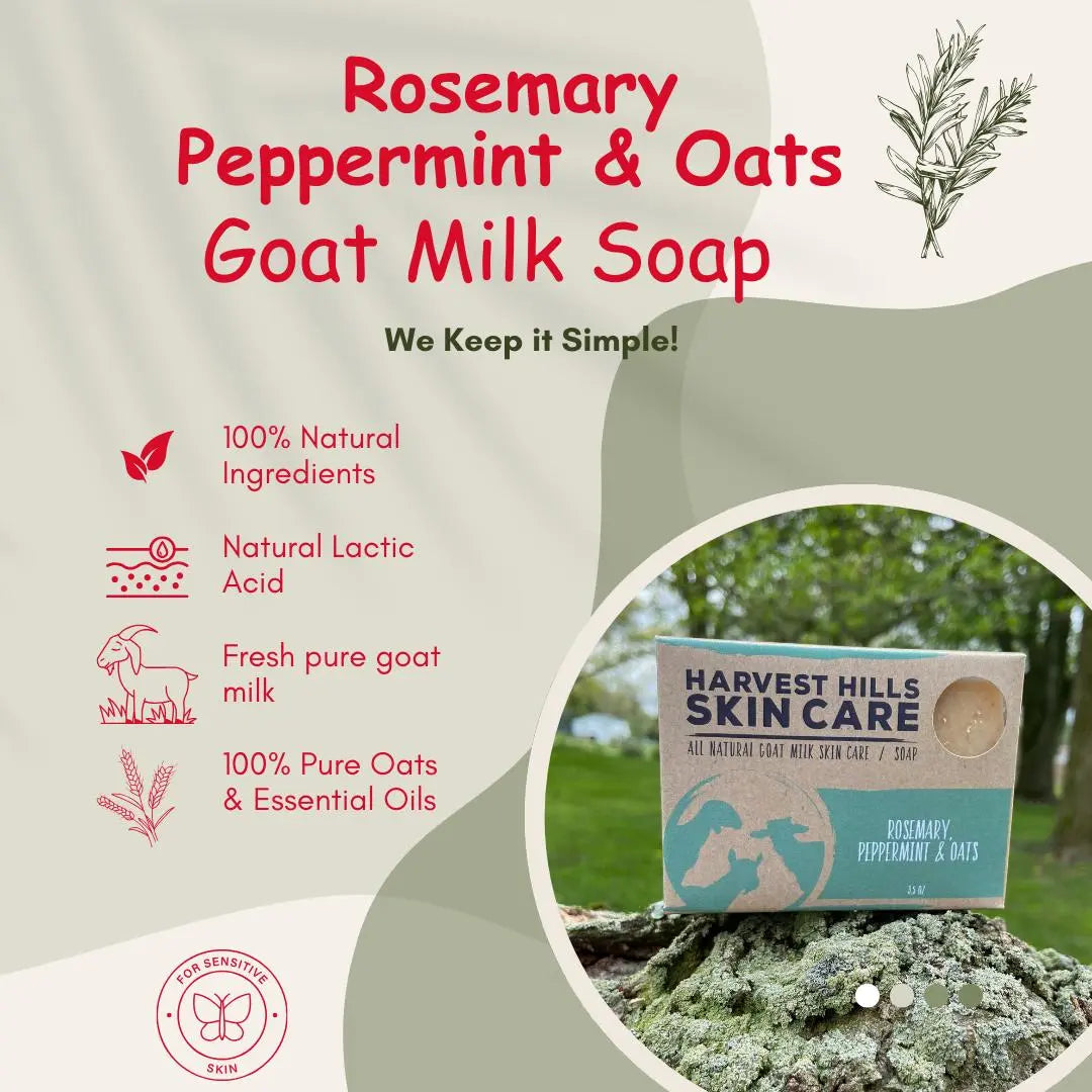 Rosemary, Peppermint, Oats Soap Harvest Hills Skin Care All Natural Goat Milk Skin Care