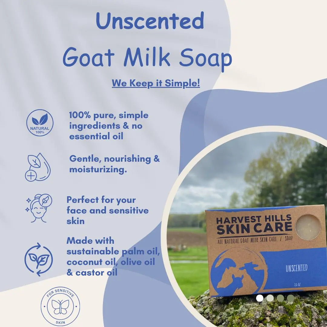 Unscented Face & Body Soap Harvest Hills Skin Care All Natural Goat Milk Skin Care