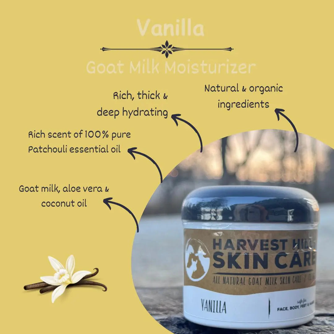 Vanilla Goat Milk Moisturizer Harvest Hills Skin Care All Natural Goat Milk Skin Care